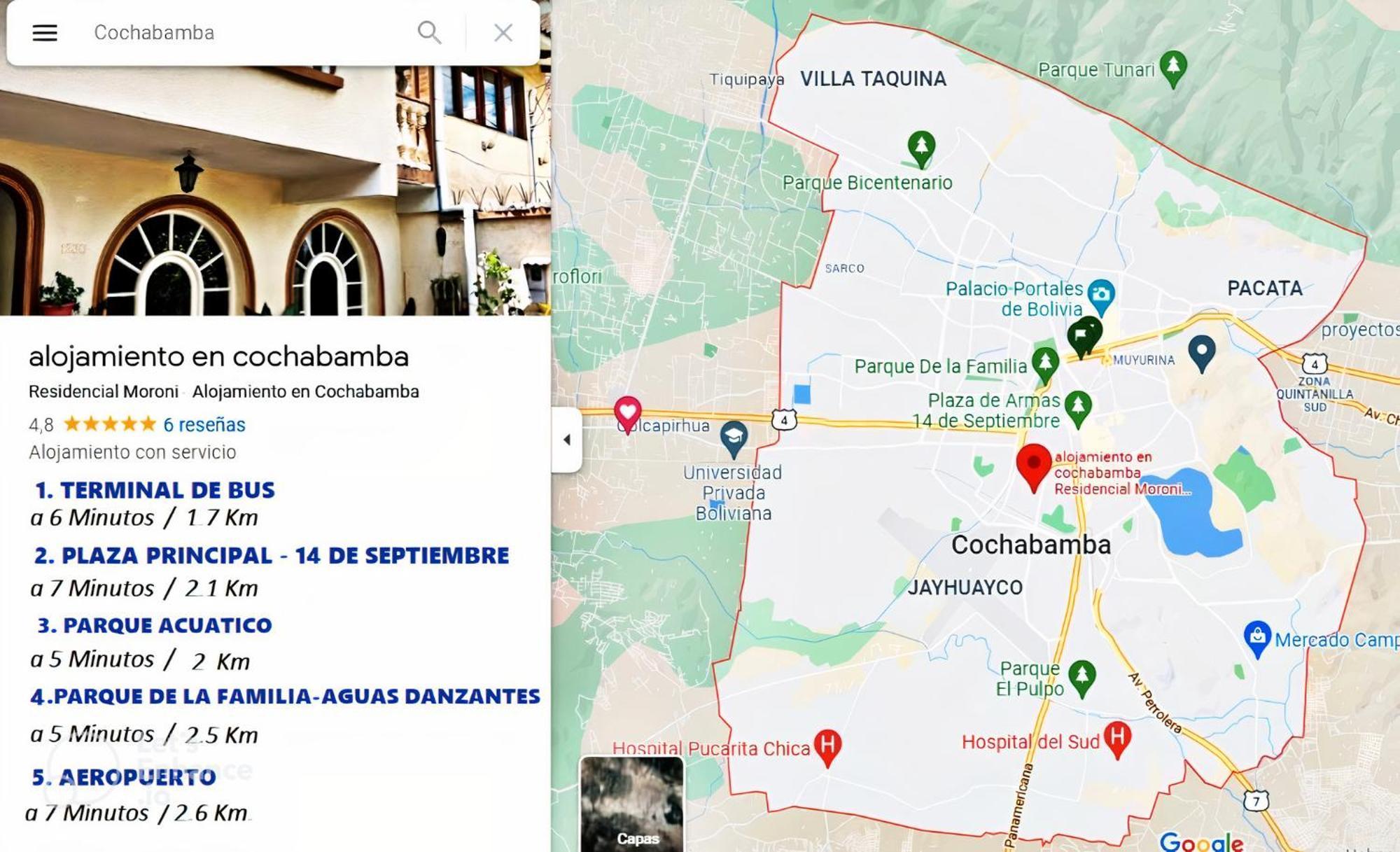 Residencial Moroni - Alojamiento En Cochabamba Bed & Breakfast ภายนอก รูปภาพ